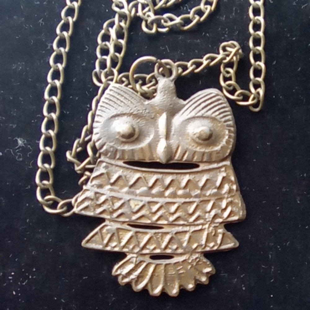 Vintage Copper Owl Pendant Necklace.